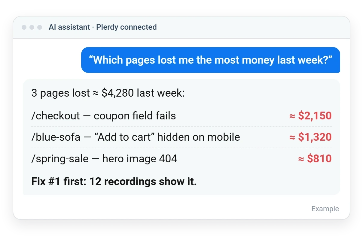 Plerdy MCP Server AI analytics example