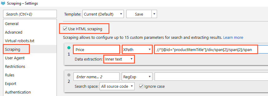 Data extraction