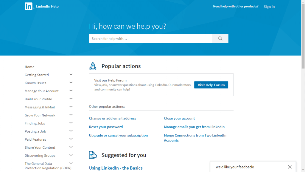 FAQ page