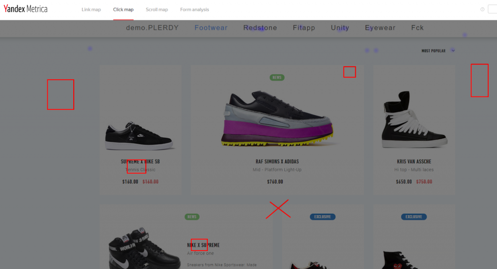YandexMetrica Как показываются клики когда был изменен дизайн