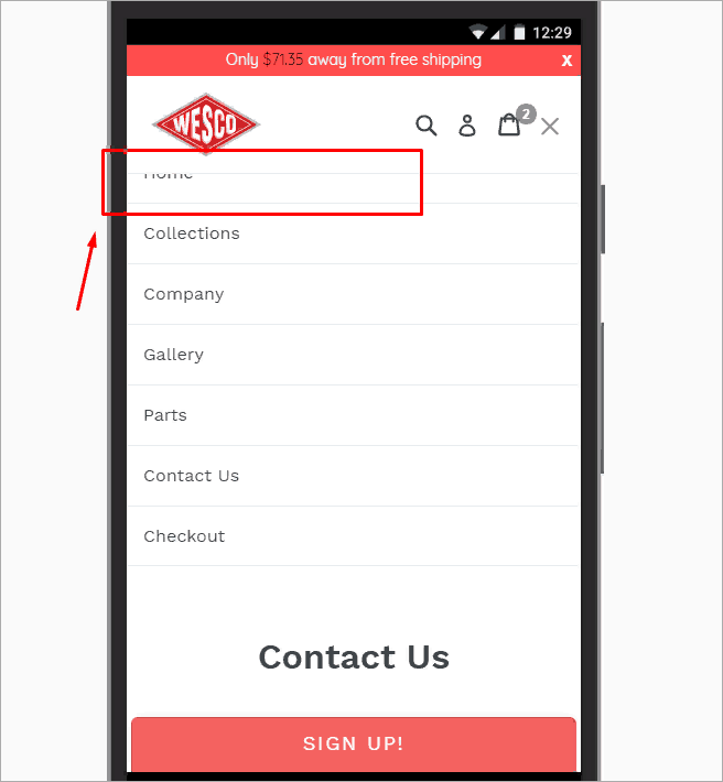 Проблема меню в мобильной версии сайта.