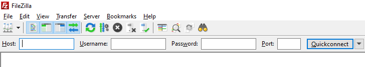 Интерфейс FileZilla с полями для ввода учетных данных FTP