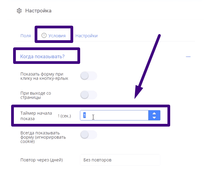 поп-ап формы Plerdy по таймеру 1