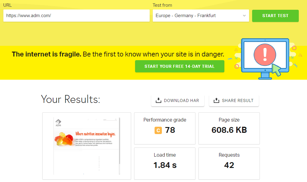 Page Speed of TOP 50 World Companies 410