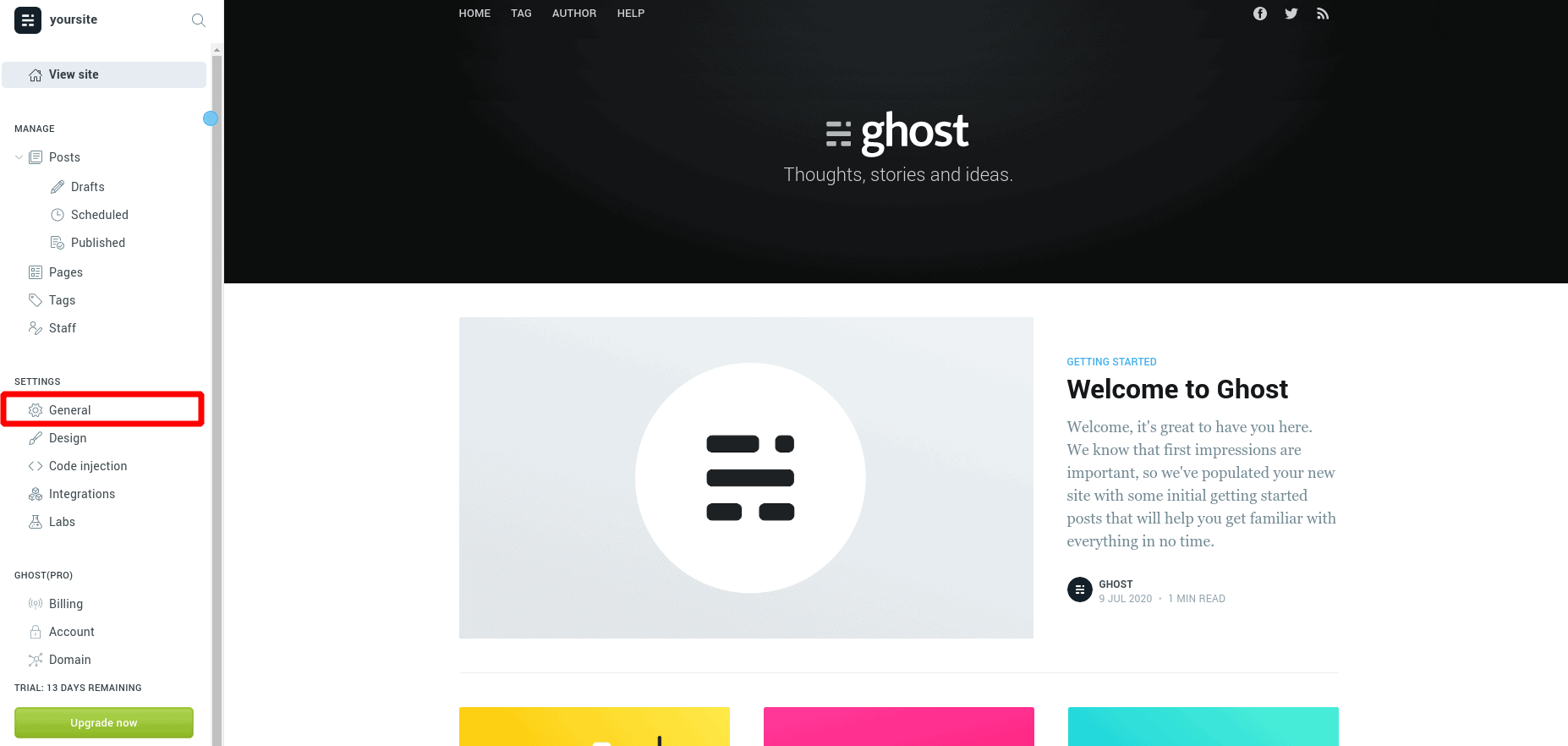 ghost website erstellen