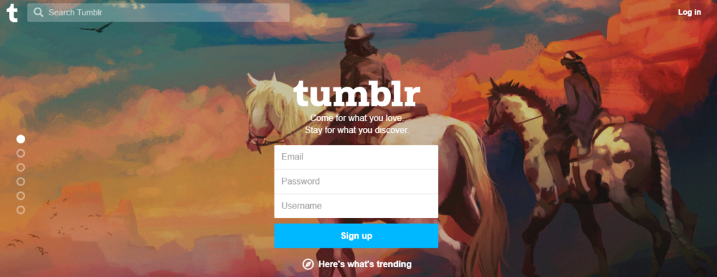 Log in, Tumblr