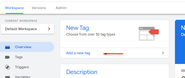 Знімок екрану: Створення нового тегу у GTM