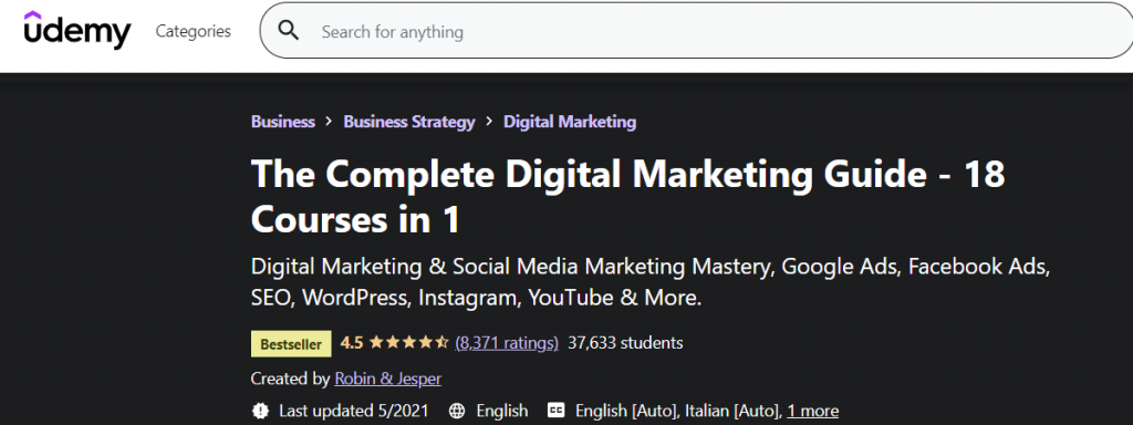 Le Guide Complet du Marketing Digital sur Udemy