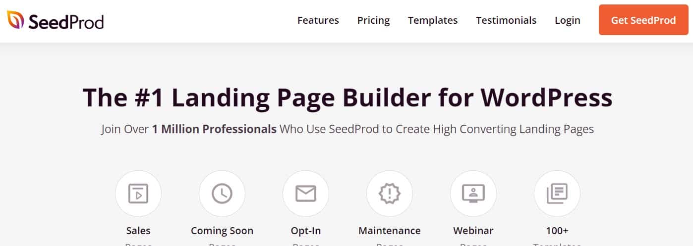 Plataforma de SeedProd Landing Page Pro