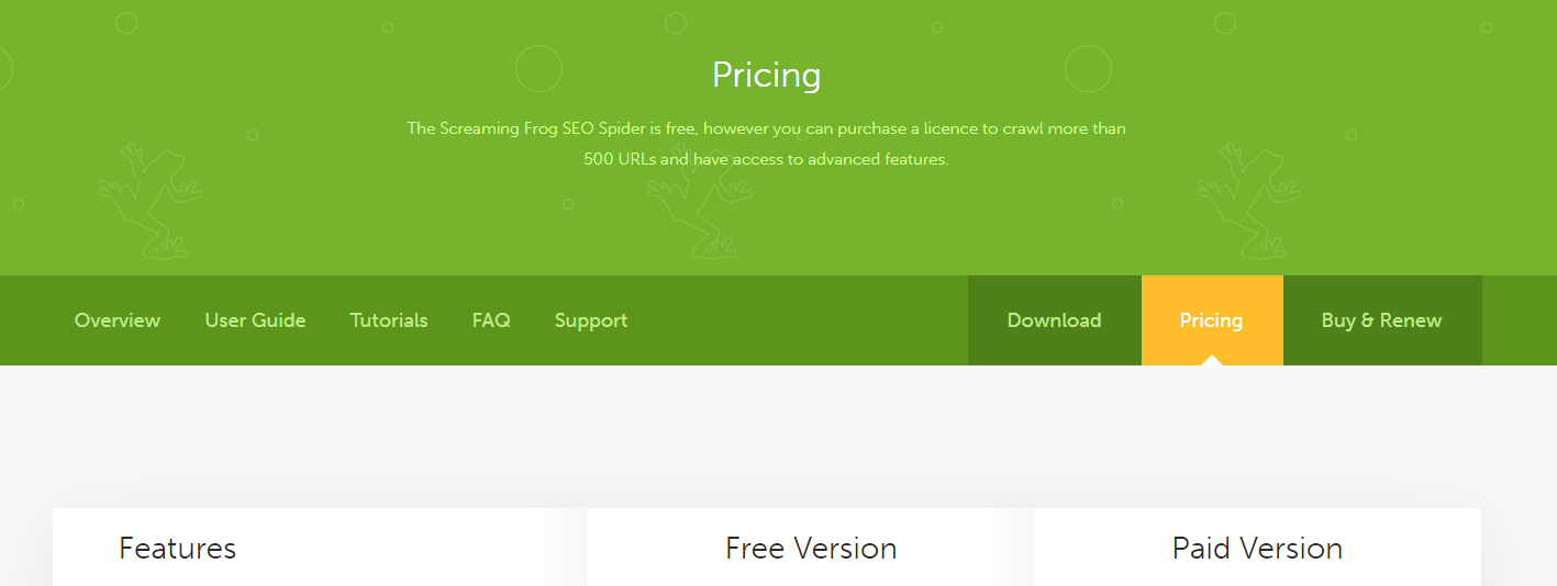 Screaming Frog Pricing - 001