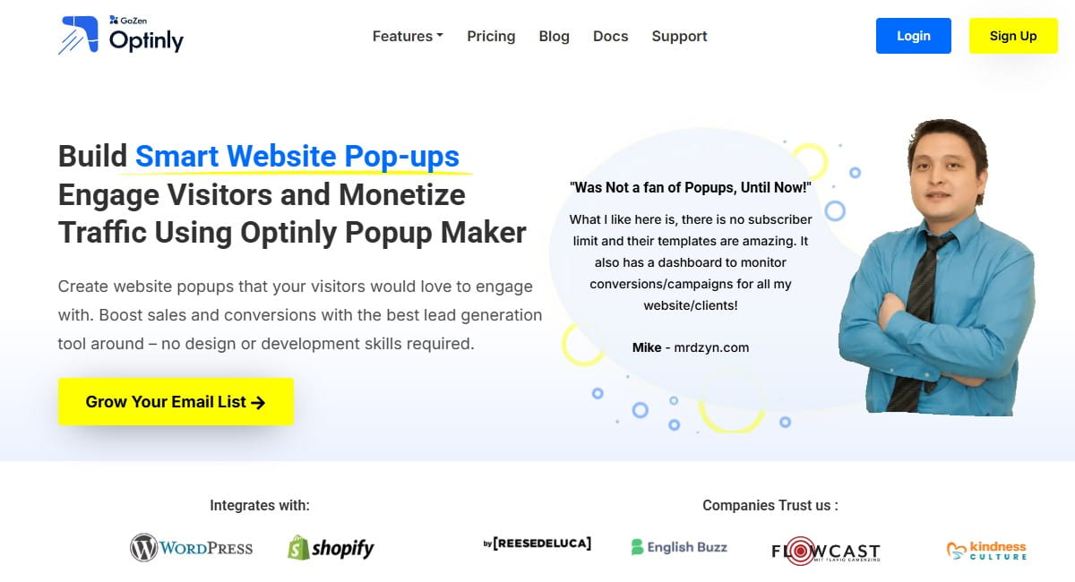 Optinly alternative to OptinMonster for goal-based popups
