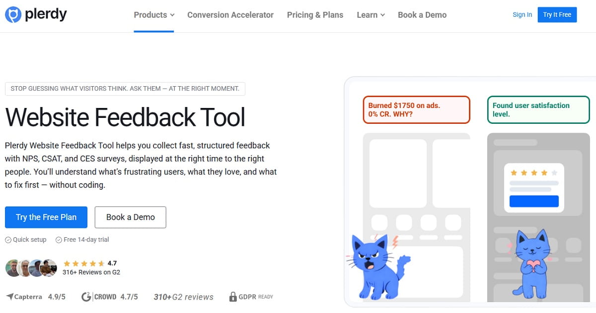 Plerdy SurveyMonkey alternative for website feedback and pop-up surveys