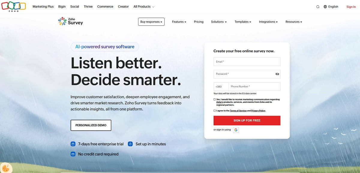 Zoho Survey alternative to SurveyMonkey for business surveys