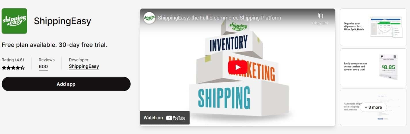 Easyship ‑ Shipping App with Free Plan, Shopify App