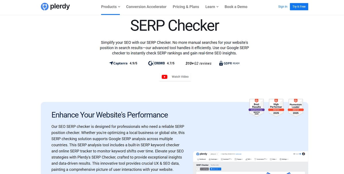 Plerdy SERP Checker As A Surfer SEO Alternative