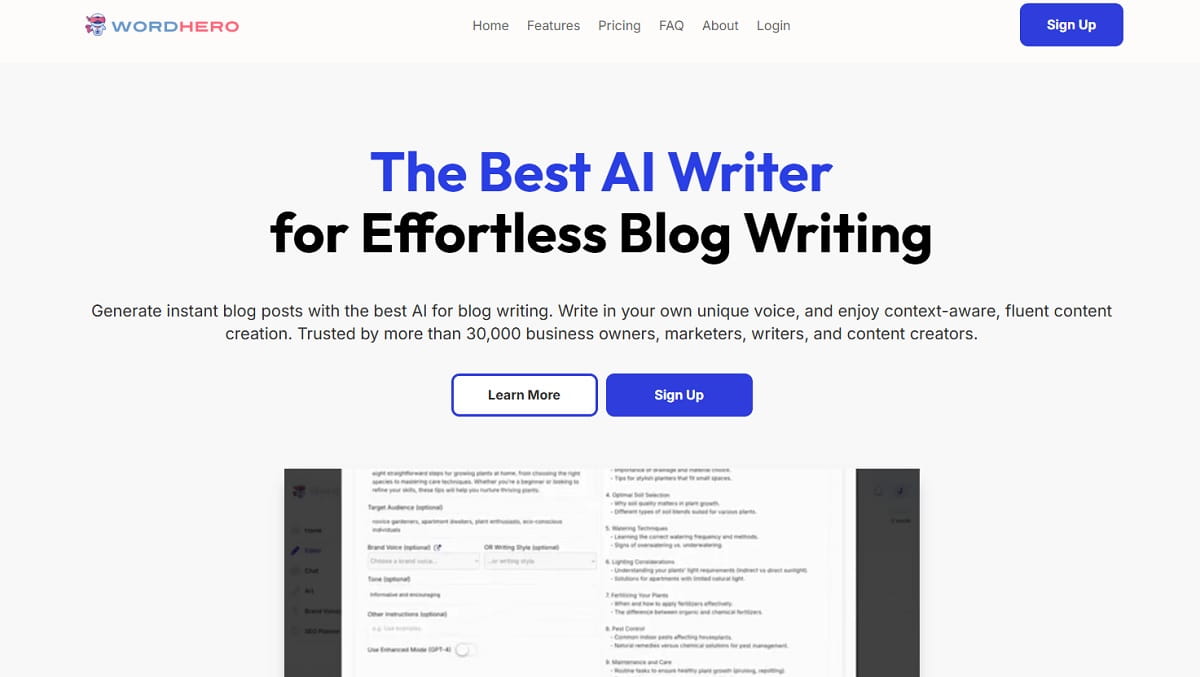 WordHero AI Writing Tool With SEO Features