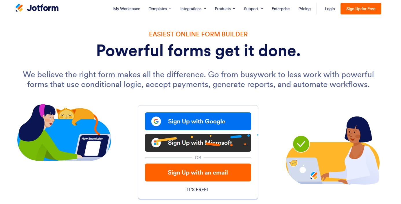Jotform online survey builder with conditional logic and embed options