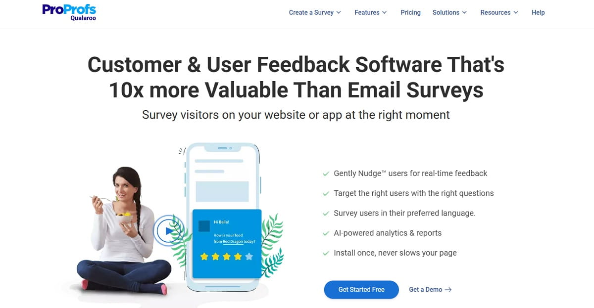 Qualaroo contextual website survey Nudge with behavior-based targeting