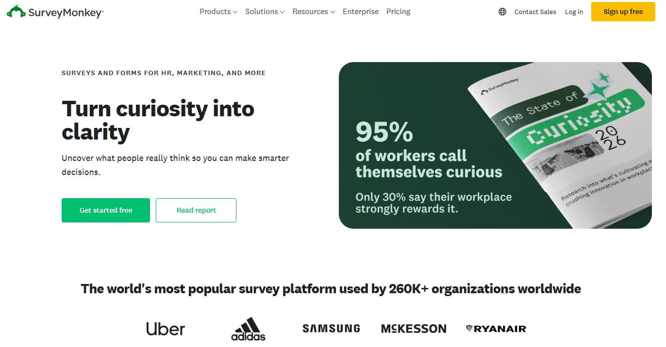 SurveyMonkey website feedback survey builder and response analytics