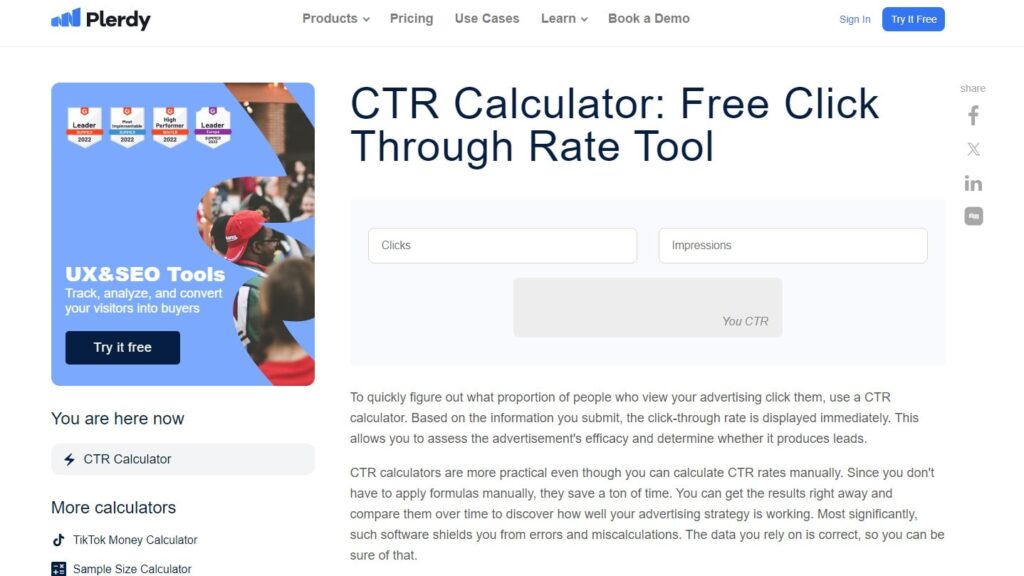 Total Click Visualize What is Click-Through Rate (CTR): Definition and Formula – Plerdy