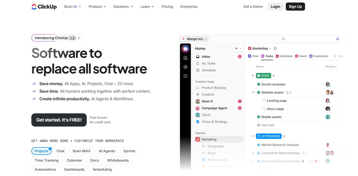 ClickUp project management alternative to Zoho Projects