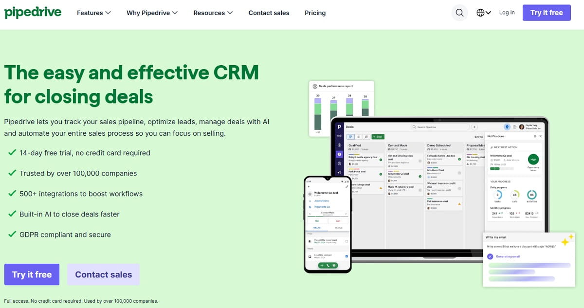 Pipedrive CRM pipeline management alternative to Zoho