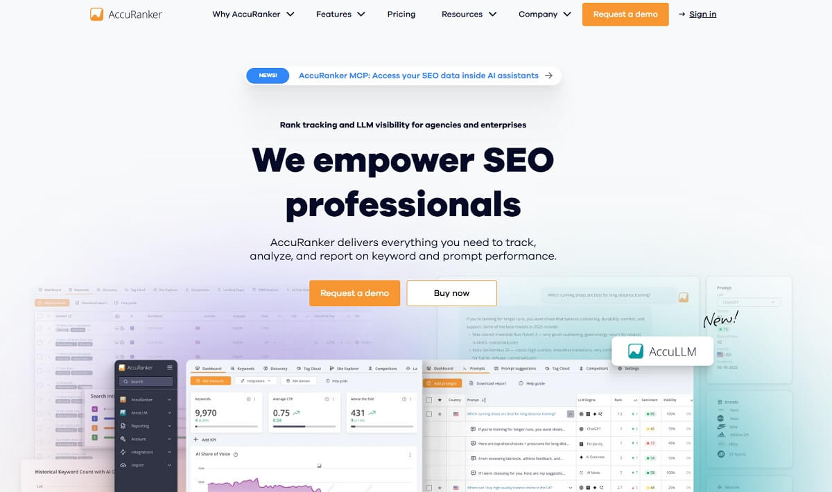 AccuRanker live SERP checker with location settings