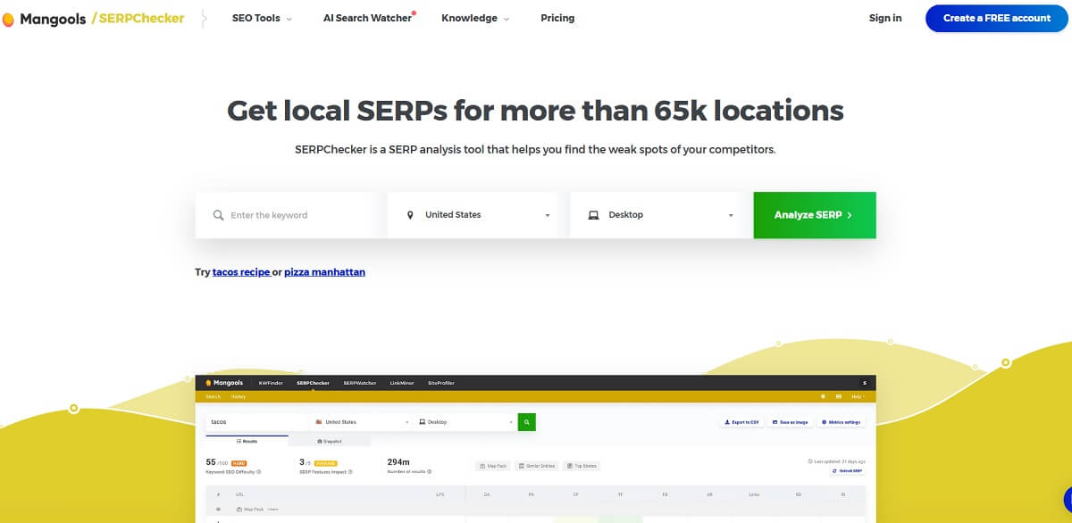 Mangools SERPChecker competitor analysis report