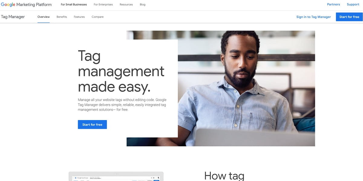 Google Tag Manager workspace with website tags, triggers, and variables