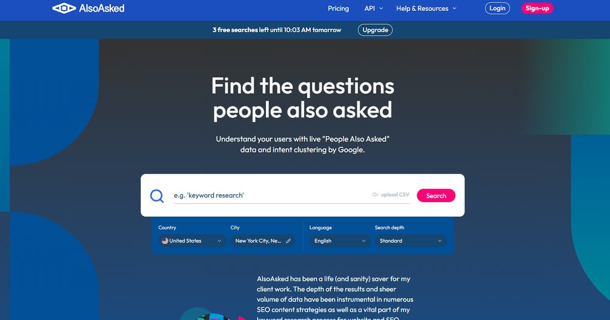 AlsoAsked People Also Ask question map