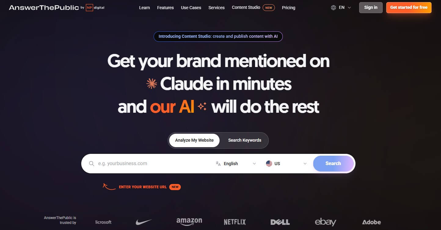AnswerThePublic keyword questions and content ideas