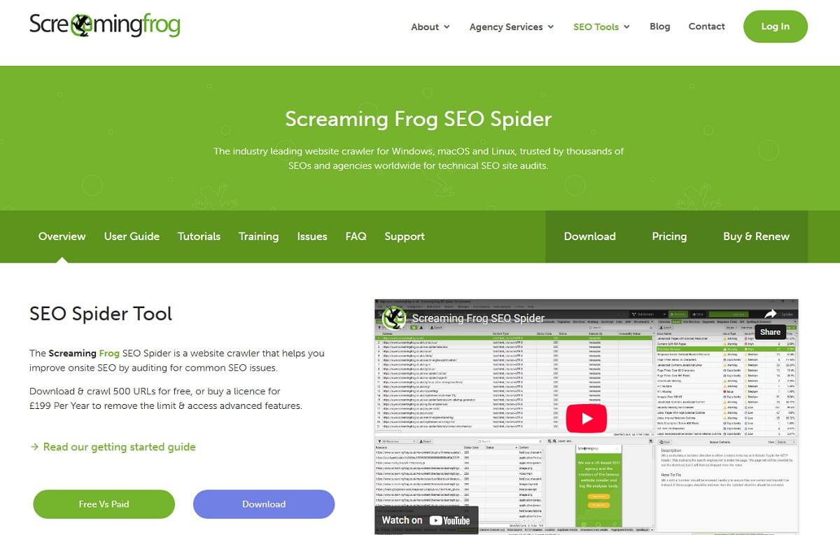Screaming Frog free technical SEO crawl report