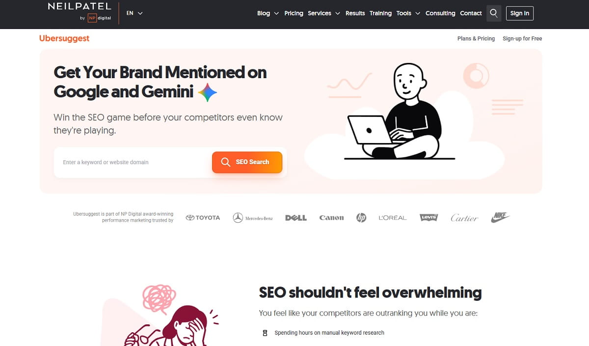 Ubersuggest free keyword and competitor research report