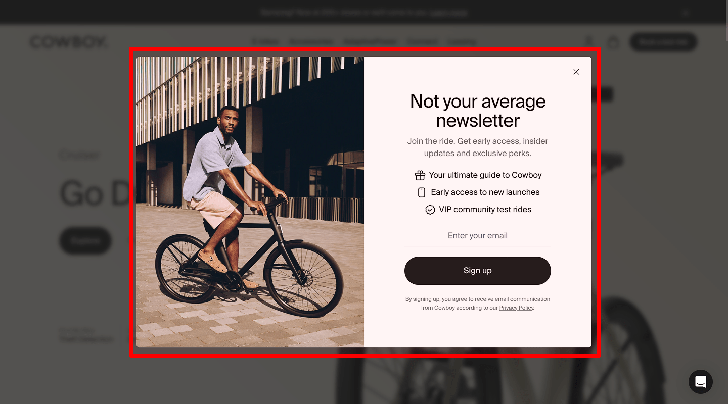 Exit intent pop-up
