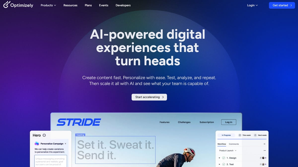 Optimizely enterprise A/B testing interface