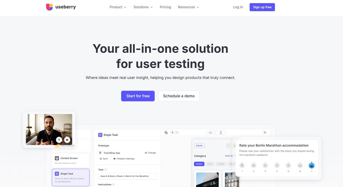 Useberry prototype usability testing dashboard