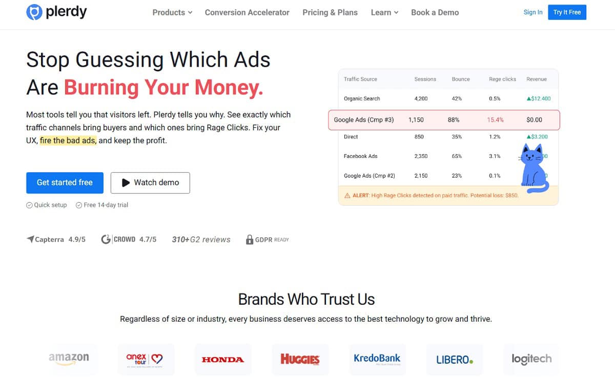 Plerdy heatmap and session replay dashboard, a FullStory alternative for CRO and ecommerce teams