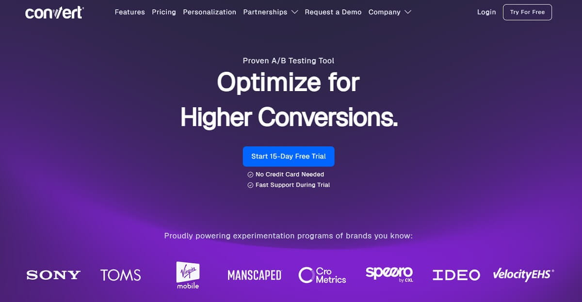 Convert Experiences A/B testing dashboard with privacy-first data handling