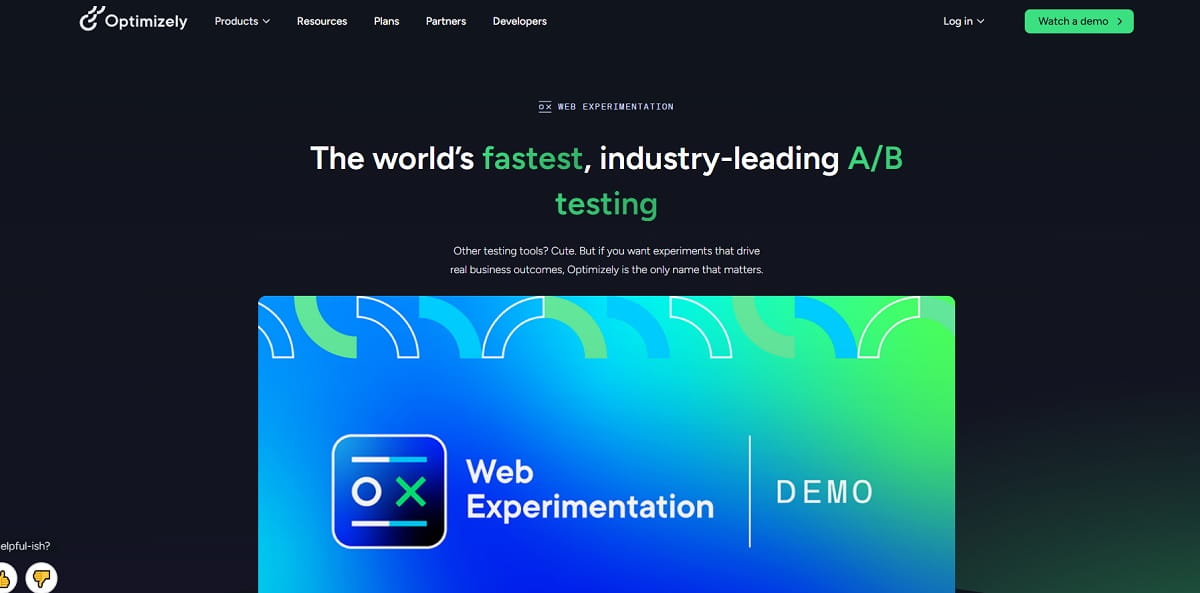 Optimizely Web Experimentation for enterprise A/B testing