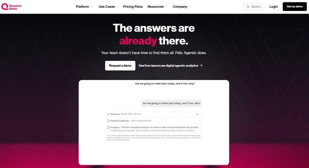 Quantum Metric enterprise digital experience analytics and Felix AI insights