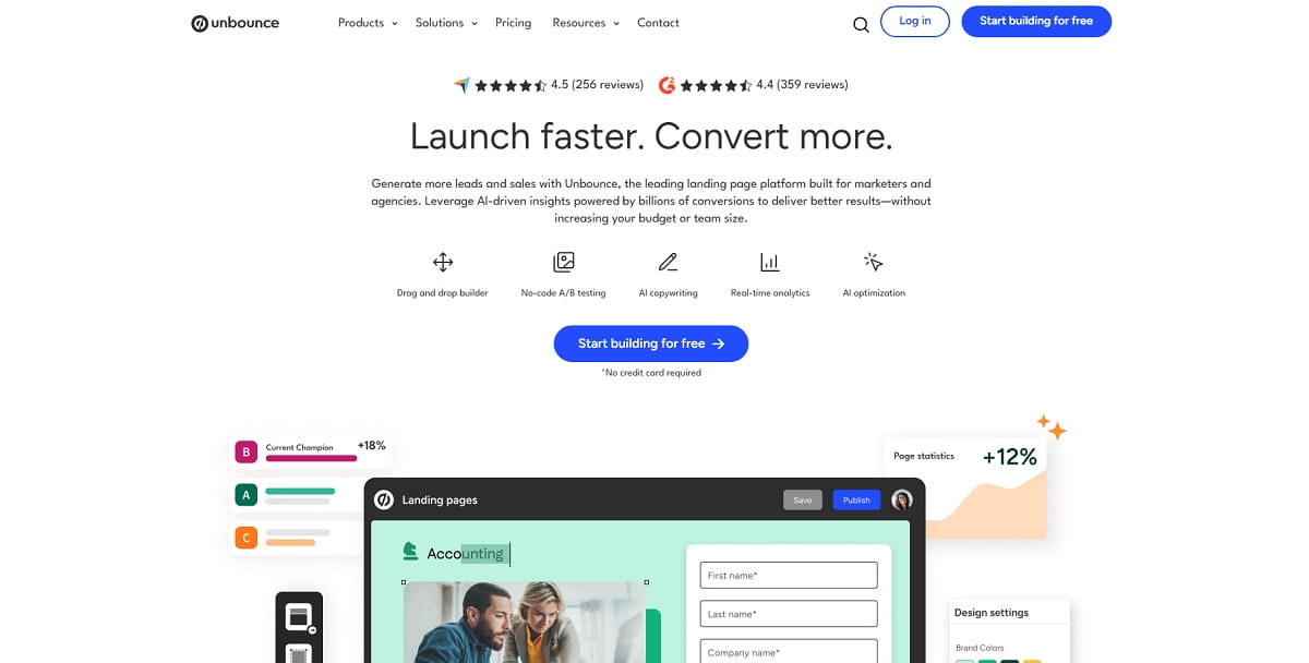 Unbounce — AI-powered landing page and campaign testing platform