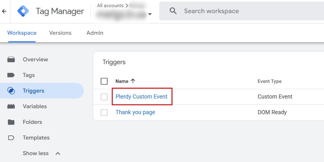 Plerdy Custom Event trigger
