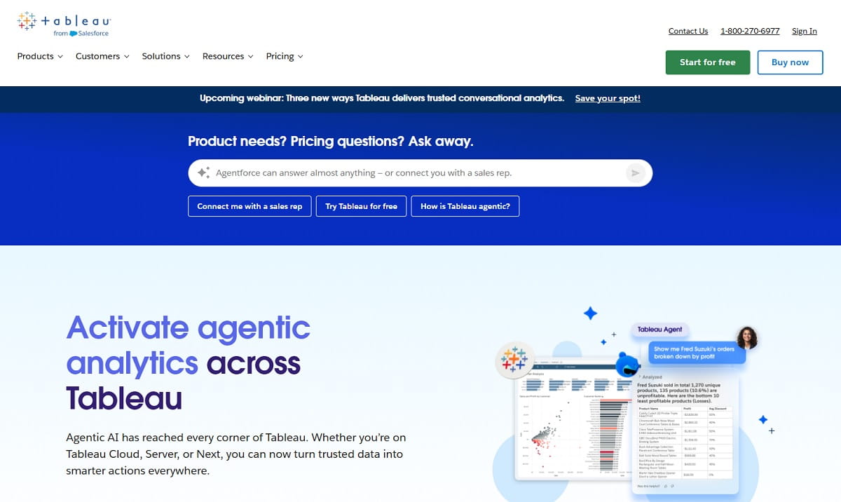 Tableau interactive sales dashboard visualizing revenue trends and customer segments