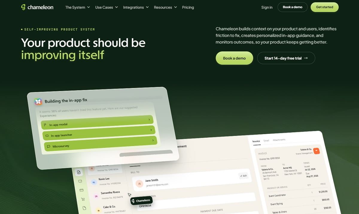 Chameleon in-app tooltip styled with custom CSS to match a design system