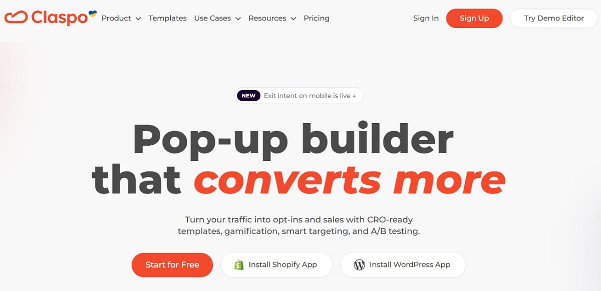 Claspo spin-to-win gamified popup template in the drag-and-drop editor