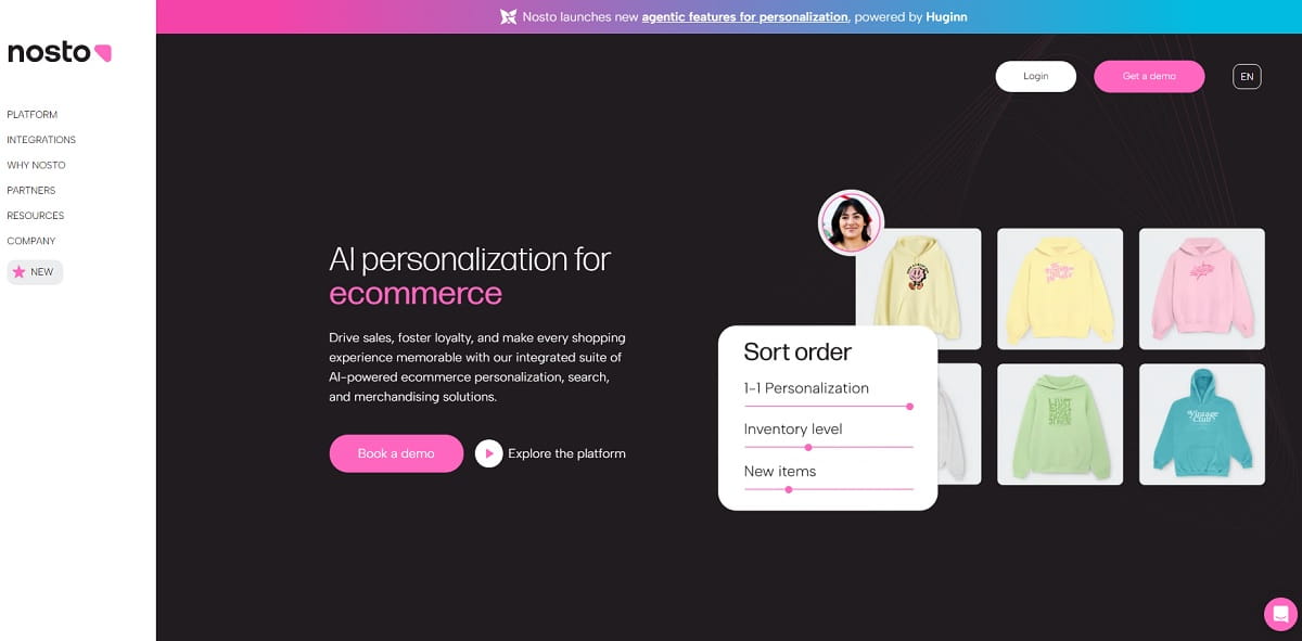 Nosto product recommendation widget on an ecommerce category page