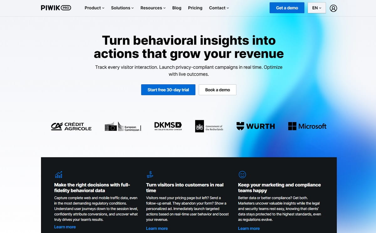 Piwik PRO privacy-first analytics with built-in consent manager for regulated industries