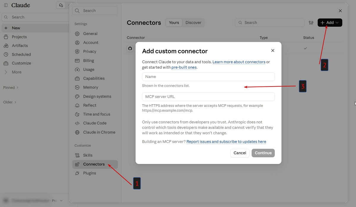 Add a custom connector in Claude